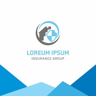 Blue logo, insurance, house