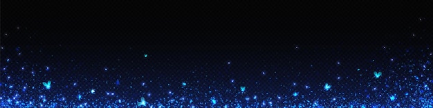 Vettore gratuito blu magico lucciola bug bagliore luce effetto vettoriale glowworm polvere incantesimo fiaba brillare isolato su sfondo nero trasparente particella di scintilla di insetto con illustrazione di fantasia polvere di stelle sotto il design