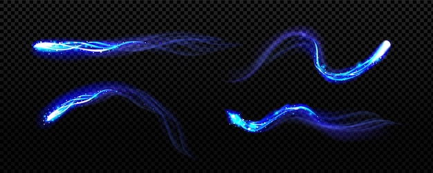 Blue magic light smoke or wind effect with sparks