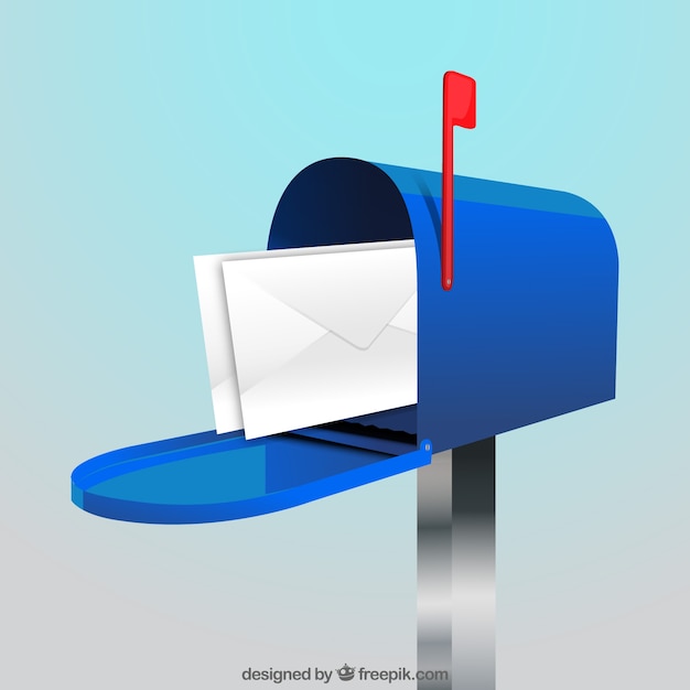 Blue mailbox background with envelopes