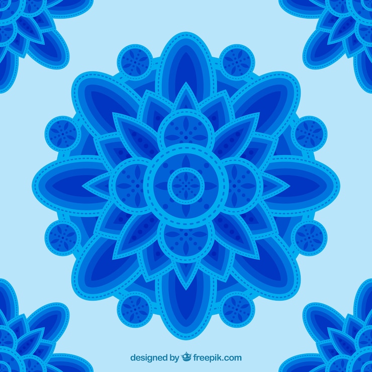 무료 Vector 파란색 만달라 배경
