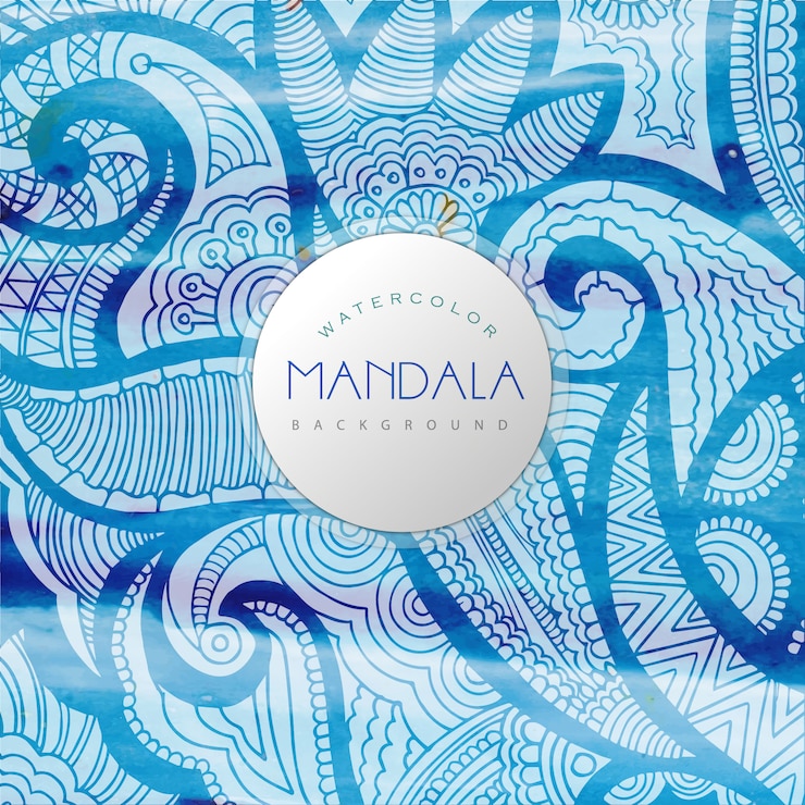 Free Vector blue mandala pattern background