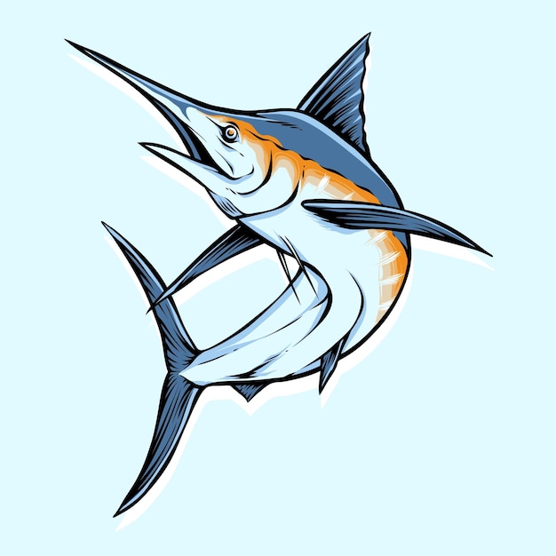Free vector blue marlin fish jumping