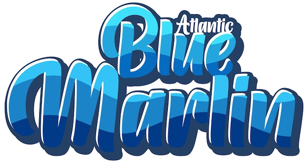 Logo del testo del pesce marlin blu