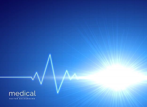 心電図と青の医療の背景 Premiumベクター