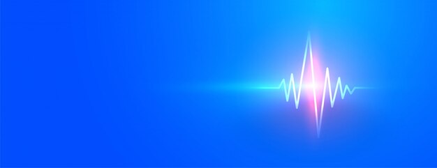 Blue medical banner with glowing heartbeat line