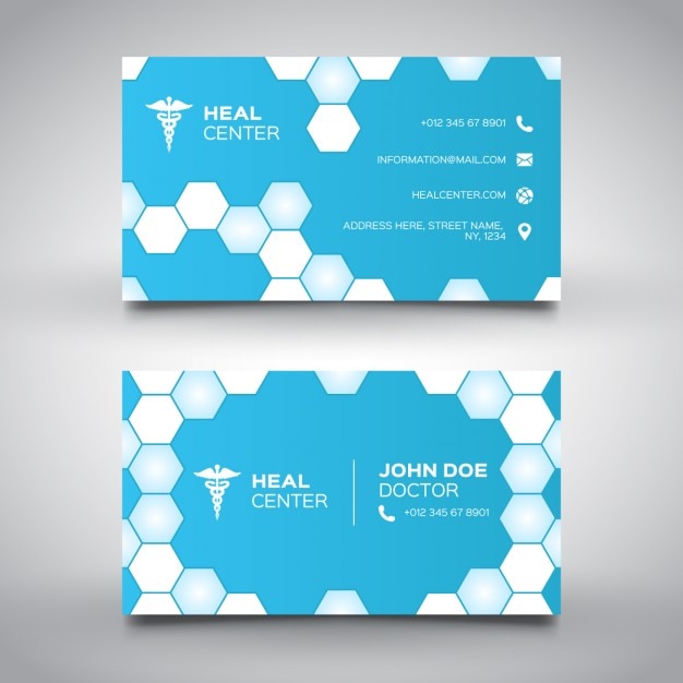 Free vector blue medical card with hexagons