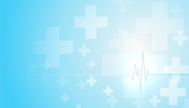 Free vector blue medical care and service background with cross and cardio graph