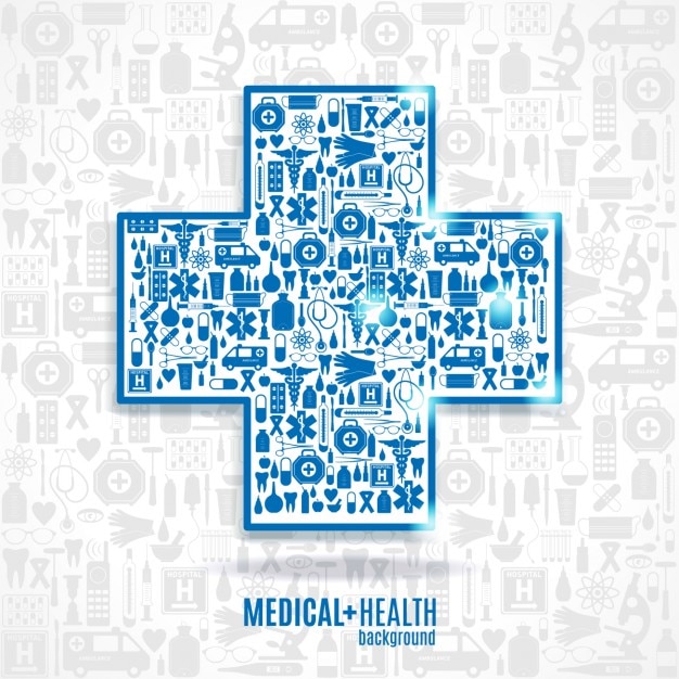 Бесплатное векторное изображение Медицинский набор иконок фоне cross