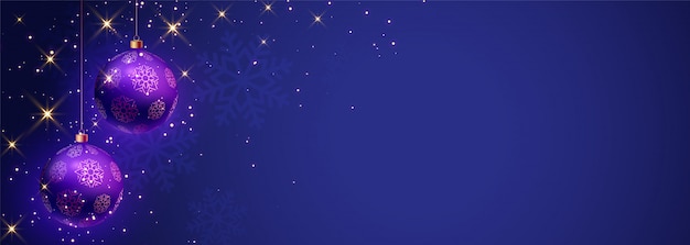 Blue merry christmas banner with text space