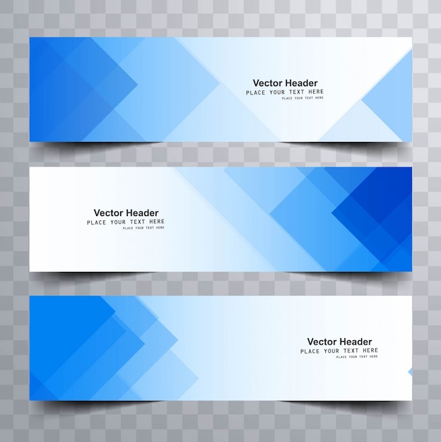 Blue modern banners with triangular shapes Free Vector