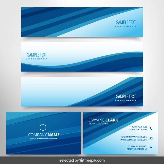 Free vector blue modern business stationery