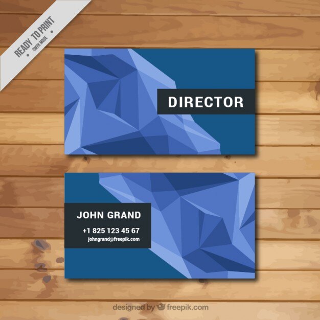 Free vector blue modern corporative card in low poly style