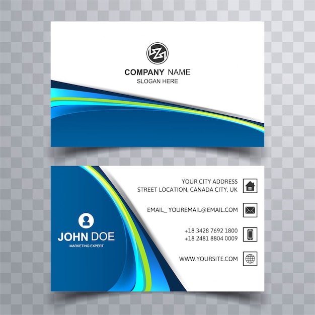 Blue modern wavy business card