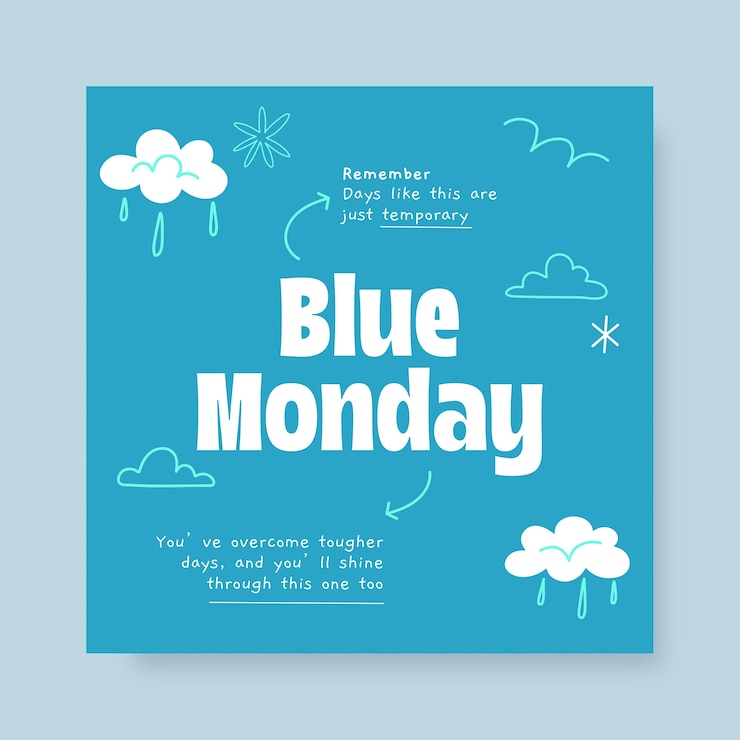 Free Vector blue monday instagram post template design
