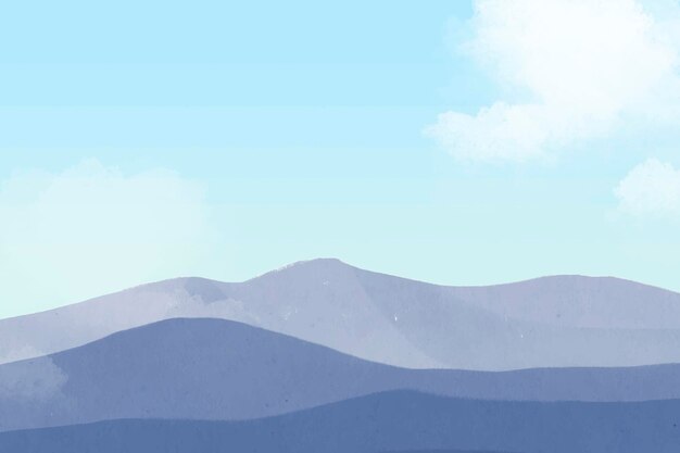 Blue mountain clouds vector, minimal aesthetics
