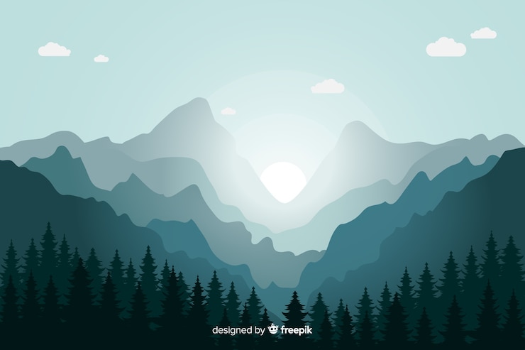 Free Vector blue mountains landscape sunrise