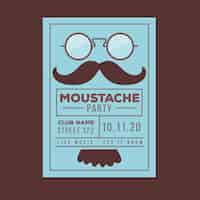 Vettore gratuito poster di movember blu con gli occhiali