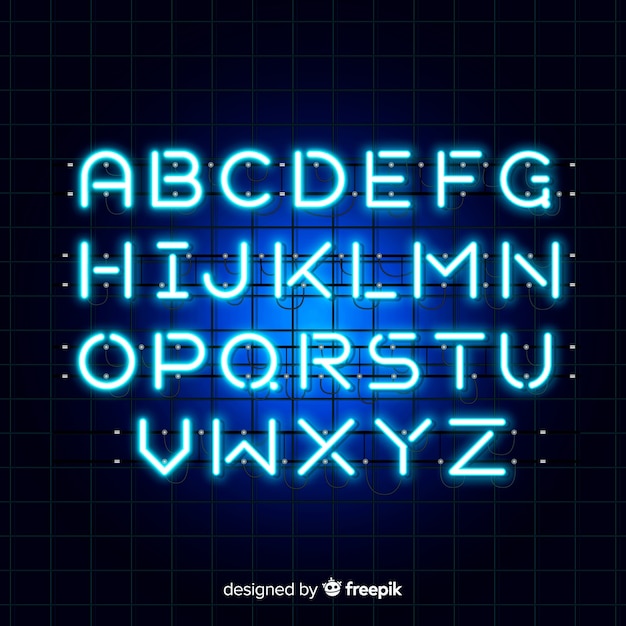 Blue Neon Alphabet