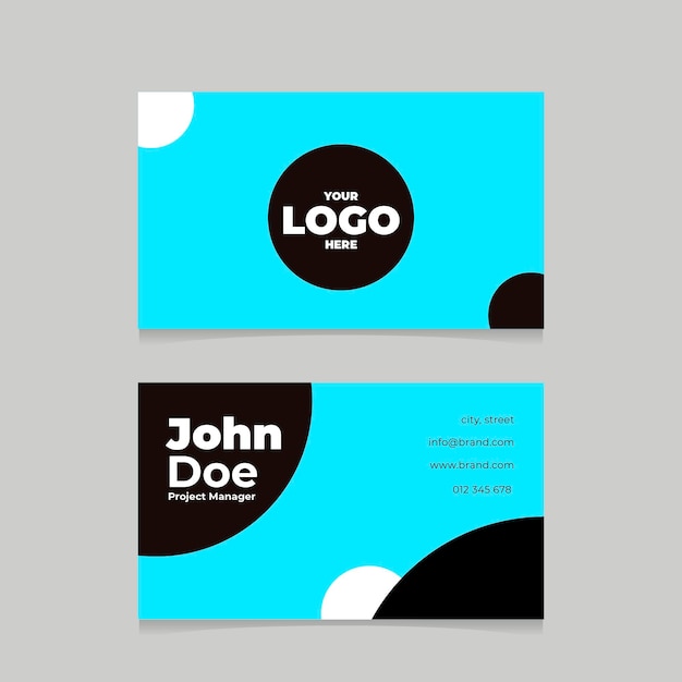 Blue neon business cards