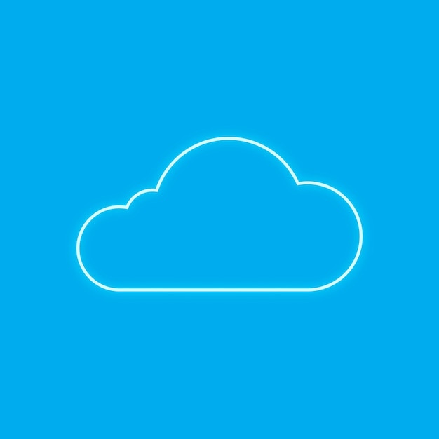 블루 네온 구름 아이콘 벡터 디지털 네트워킹 시스템