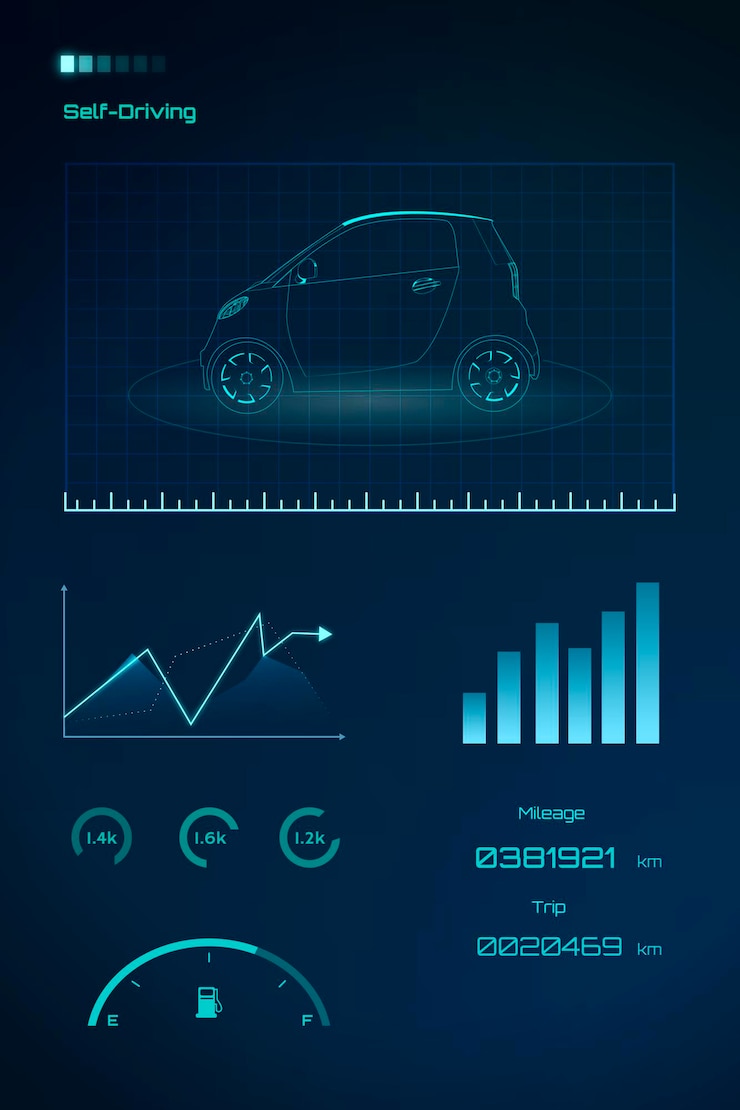 Free Vector blue neon compact hybrid car