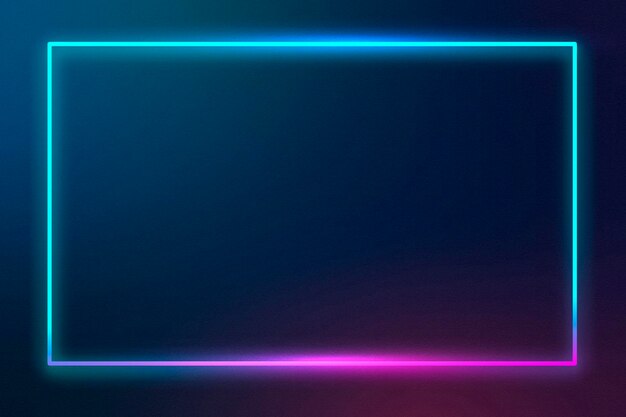 Blue neon frame on a dark background