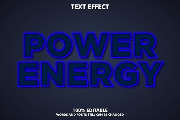 Blue neon light text effect