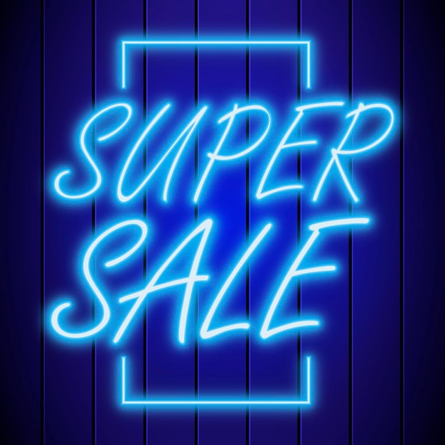 Insegna super vendita al neon blu