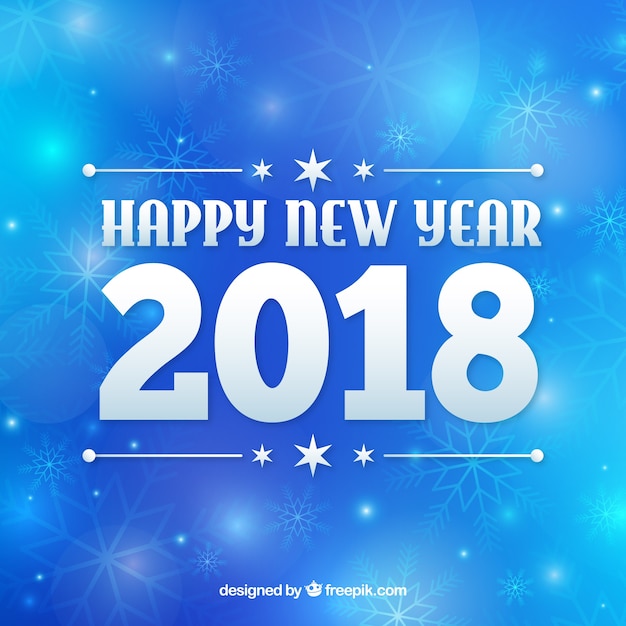 Blue new year background with bokeh effect