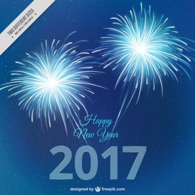 Free vector blue new year fireworks background