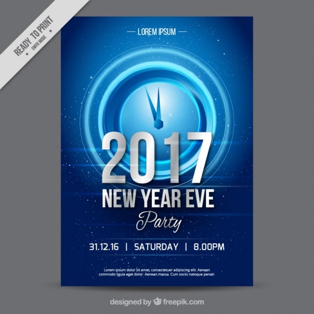 Free vector blue new year party flyer