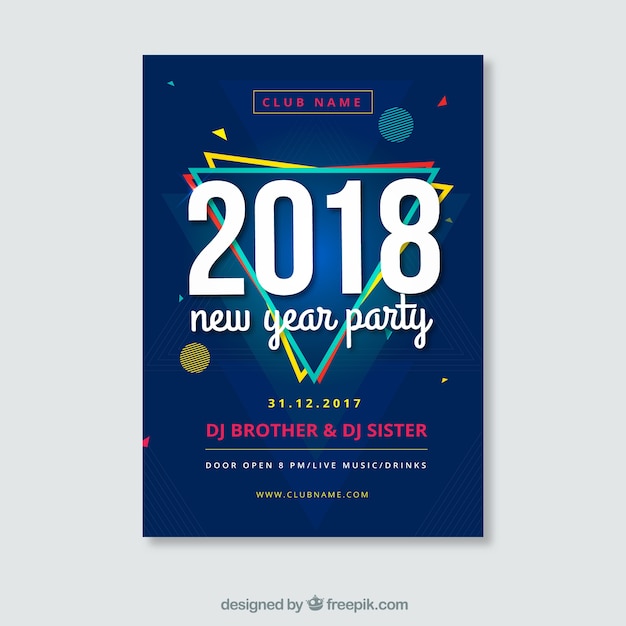 Blue new year party poster