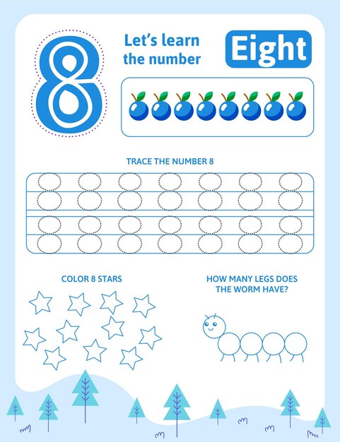 Blue number eight worksheet