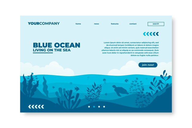 Целевая страница ресторана Blue Ocean