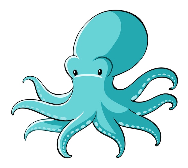 Blue octopus on white background
