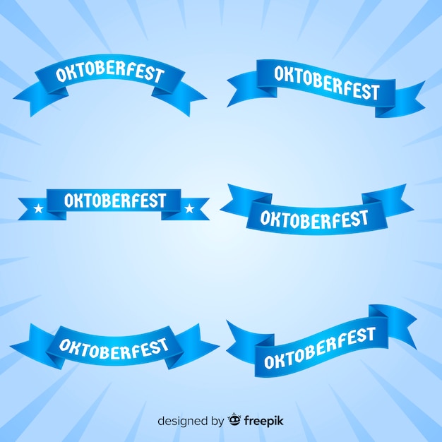 Free vector blue oktoberfest ribbon collection