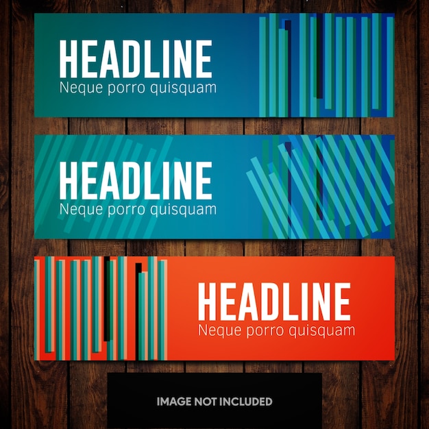 Blue and orange business banner design templates with lines