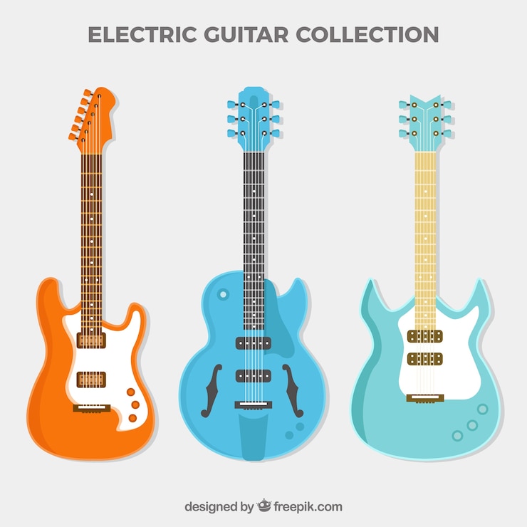 Free Vector blue and orange electric guitars