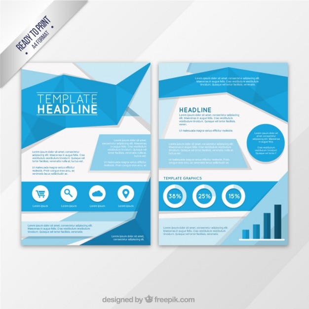 Blue origami flyer template