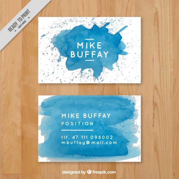 Free vector blue paint stain business card