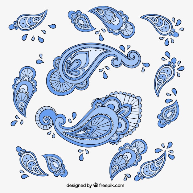 Vettore gratuito ornamenti paisley blu