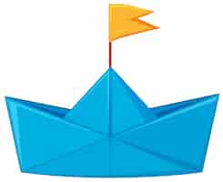 Free vector blue paper boat with yellow flag