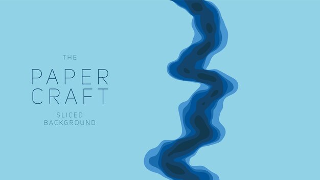 無料ベクター 青い紙カットレイヤー3d抽象的なグラデーションペーパーカットカラフルな折り紙川の形のコンセプト