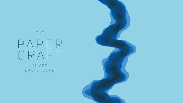 Free Vector blue paper cut layers 3d abstract gradient papercut colorful origami river shape concept