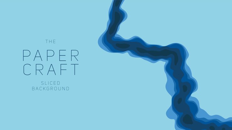 Free Vector blue paper cut layers 3d abstract gradient papercut colorful origami river shape concept