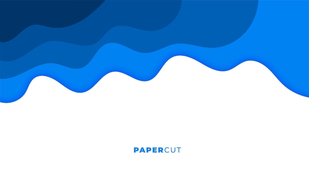 블루 papercut 스타일 물결 모양의 추상 배경 디자인