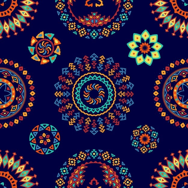 민족 추상 형태와 블루 패턴