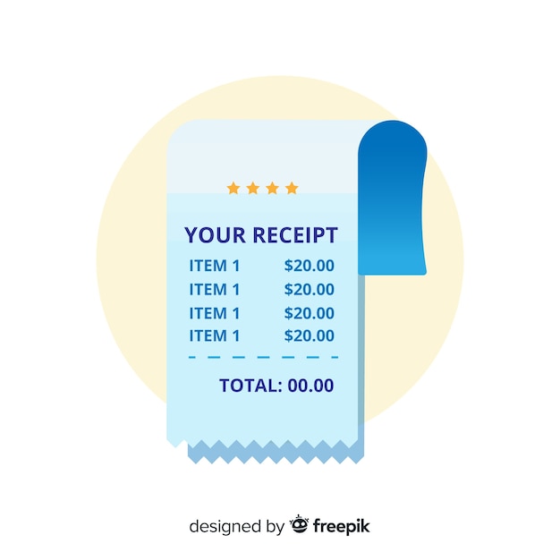 Blue payment receipt in flat style