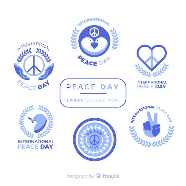 Blue peace day label collection